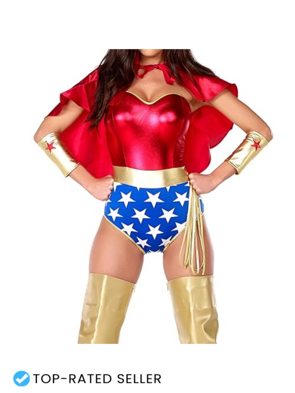 Forplay Super Seductress Costume Set Strapless Metallic Bodysuit